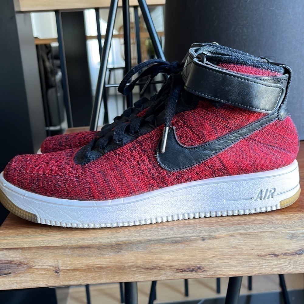 Nike flyknit airforce 1 mid ultra university red/black - Picture 3 of 7